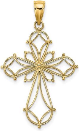 Diamond2Deal 14k Yellow Gold Cut-Out Shapes Fancy Cross Charm Pendant
