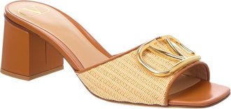 Valentino Vlogo Signature 60 Raffia & Leather Sandal