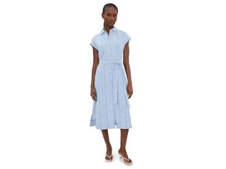 Tommy Bahama Summer Isle Midi Shirtdress Womens Dress French Blue : LG (US 12-14), Cotton/Linen