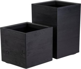 OEM Juego De Macetas Betonique Con Ruedas, 40 Cm, Color Negro, 2 Unidades