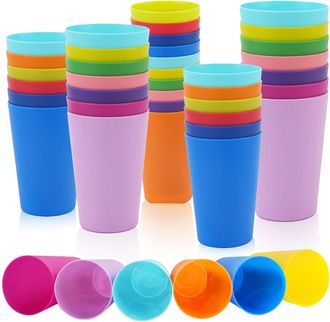 OEM 24 Vasos De Pl&aacute;stico Reutilizables, Vasos De Pl&aacute;stico Duro De 260 Ml Para Ni&ntilde;os, Vasos De Pl&aacute;stico Multicolores Hechos De Pl&aacute;stico Resistente, Vasos P