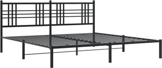 vidaXL Metal Bed Frame without Mattress with Headboard Black 193x203cm Vidaxl