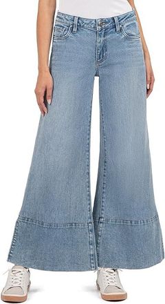 Kut from the Kloth Goldie Mid-Rise Super Flare-Wide Hem With Slit In Famous Womens Dress Pants Famous : 18 31, Cotton/Polyester/Spandex