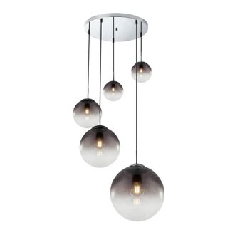 Netlighting Varus Cluster Pendant Ceiling Light Chrome Glass Shade 3x E27 in Grey