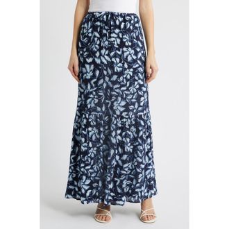 Rails Marulo Floral Tiered Maxi Skirt in Navy Jasmine at Nordstrom, Size X-Large