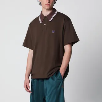 Needles Polo in pique marrone