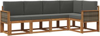 vidaXL Conjunto De Sof&aacute;s De Exterior 5 Uds. Natural Y Antracita Vidaxl