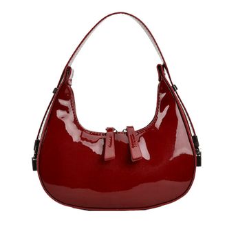 Generic Womens Half Moon Shoulder Bag Leather Casual Shoulder Bags with Handle for Leisure, Shopping, Fitness, Work, Going out, Sports, red, Consulte la descr