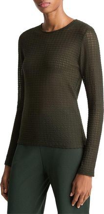 Vince Shadow Grid Crewneck Sweater