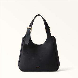 Furla Dora Tote M Nero Black Nisos Double Grained Leather Woman