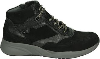 Durea Zwarte leren mid sneaker - Dames - Sneakers - Zwart - 37 1/2 EU - Leer - Schoenen