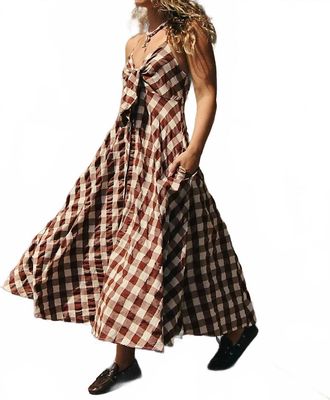 Free People Via Midi Dress In Brown Combo Everly