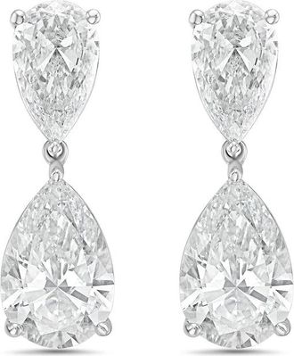 Diana M. Jewels 14KW WG 20.00 Ct TW of Lab grown pear shape diamond drop earrings
