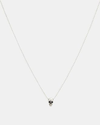 AllSaints Mens Sterling Silver Moonskull Sterling Silver Charm Necklace, Size: One Size