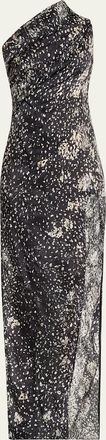 Rick Owens Athena One-Shoulder Printed Arrowhead Dress