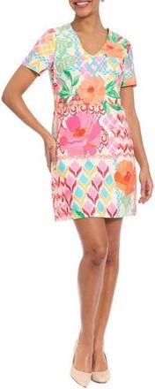 London Times Printed Shift Dress in Soft White/Pink at Nordstrom Rack, Size 14
