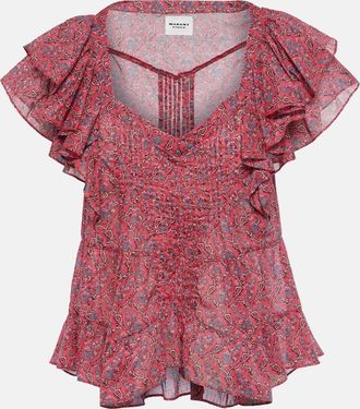 Isabel Marant Madrana ruffled printed cotton top