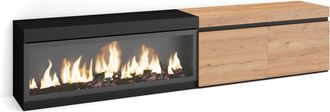Skraut Home Skraut Home - Mueble Tv, Televisi&oacute;n, Muebles De Sal&oacute;n, Almacenaje, 210, Para Tv Hasta 80, Chimenea El&eacute;ctrica Xxl, Estilo Moderno, Roble Y Negro
