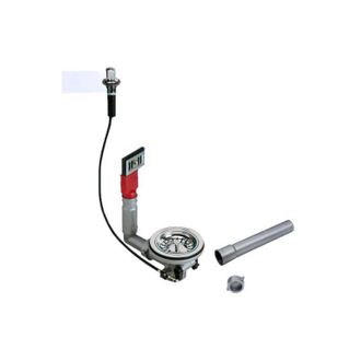 Lira Scarico automatico per lavello con troppopieno rettangolare e manopola girevole cromata