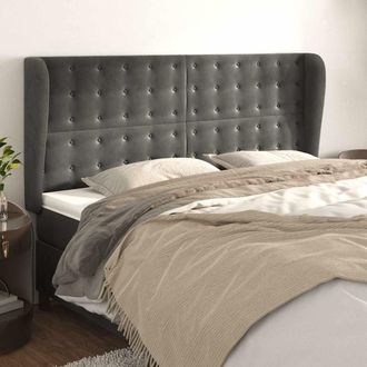vidaXL Vidaxl Cabecero Con Orejas De Terciopelo Gris Oscuro 183x23x118/128 Cm