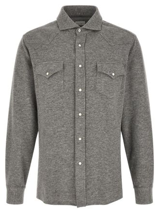 Brunello Cucinelli Grey Tailored Solid Shirt