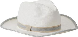 Le Tricot Perugia Zilver Metallic Trim Panama Hoed - Dames - Hoeden - Wit - ONE Size - Polyester - Accessoires