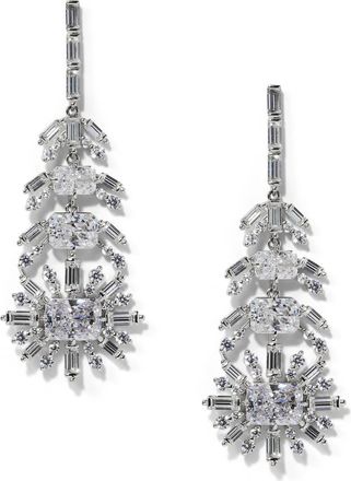 Nadri Stellar Feather Cubic Zirconia Drop Earrings in Rhodium at Nordstrom