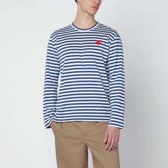 Comme Des Gar&ccedil;ons Navy/white striped cotton long-sleeve top