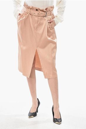 Dries Van Noten Cotton-Blend Midi Skirt SEACHES with Belt size 44