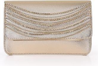 Badgley Mischka Lux Crystal Necklace Faux Leather Envelope in Gold at Nordstrom, Size Medium