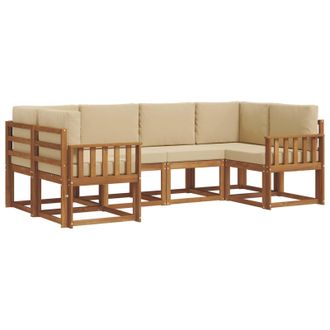 vidaXL Conjunto De Sof&aacute;s De Exterior Con Coj&iacute;n 6 Pcs Natural Y Beige Vidaxl