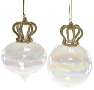 LLR Collection 2er-Set Weihnachtskugeln Crown aus Glas