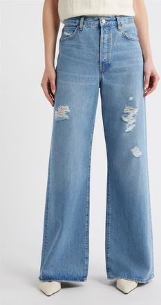 Frame Denim The Loose Ripped Wide Leg Jeans in Sundrop at Nordstrom, Size 32