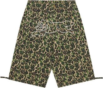 Icecream Studded Running Dog Cargo Shorts - Heren - Korte Broeken - Groen - W28 - Katoen - Korte Broeken