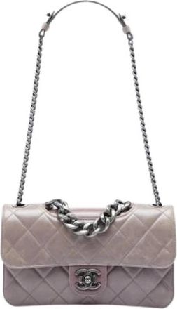 Chanel Pre-owned Vintage Satchel - Dames - Vintage Schoudertas - Paars - ONE Size - Leer - Vintage