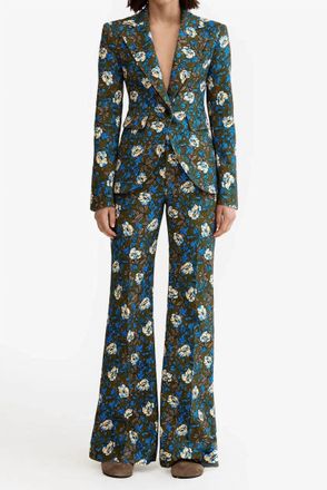 Smythe Classic Mid-Rise Pant In Olive Floral