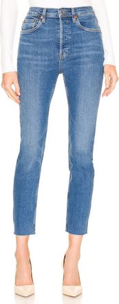 Re/Done 90S Ultra High Rise Ankle Crop Jeans In French Blue