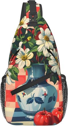 Generic Flower Vase Sling Bag Trendy Crossbody Bag Anti Theft Backpack For Casual Traveling Cycling