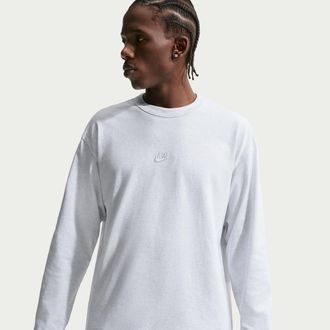 Nike Mens Nike Sportswear Premium Essentials Long-Sleeve T-Shirt in Brown | IH1127-051