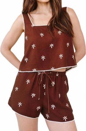 Bella Dahl Square Neck Trimmed Tank In Coconut Palm Print