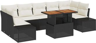 vidaXL Garden Dining Set with Cushion Manual 8 pcs Black and Cream vidaXL