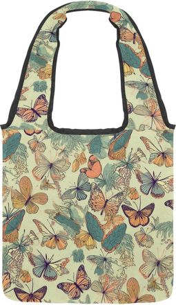 Generic Aesthetic Butterflies Flying Reversible Canvas Shoulder Tote - Double-Sided Print, 12oz Cotton, 27cm Drop, Fold-Flat Bag for Travel, Shopping, Street 