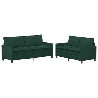 vidaXL Juego De Sof&aacute; 2 Uds. Verde Oscuro Terciopelo Vidaxl