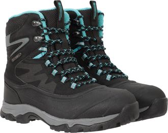 Mountain Warehouse Piste Basher Womens Snow Boots with Rubber Outsole Waterproof Winter Shoes Black