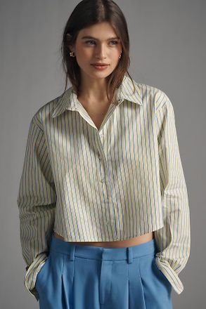 Maeve Cropped Long-Sleeve Buttondown Shirt