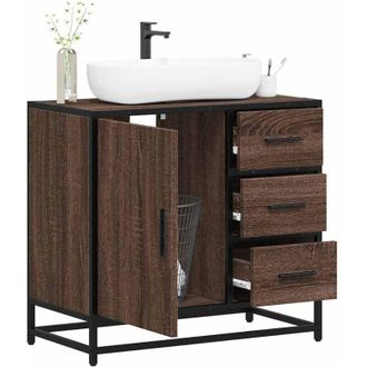 vidaXL Vidaxl - Mobile Lavabo Bagno Rovere Marrone 65x33x60cm Legno Multistrato