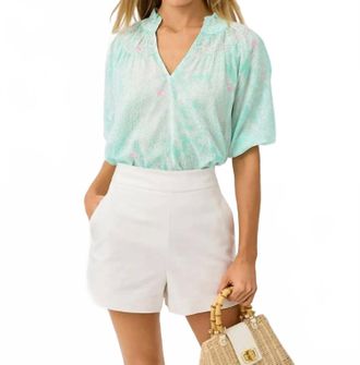 Lilly Pulitzer Lourdes Short Sleeve Top In Mint Condition Fantastical