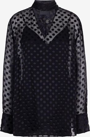 Givenchy Getupfte Satin-Devor&eacute;-Bluse mit Schluppe