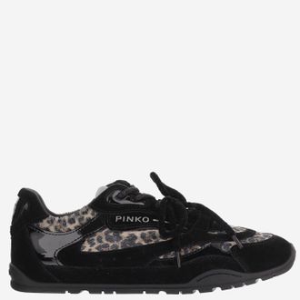 Pinko Pinko Yulia sneakers van leer en mesh met dierenprint