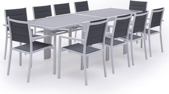 Happy Garden Conjunto de jard&iacute;n de 6 a 10 plazas gris y aluminio blanco
